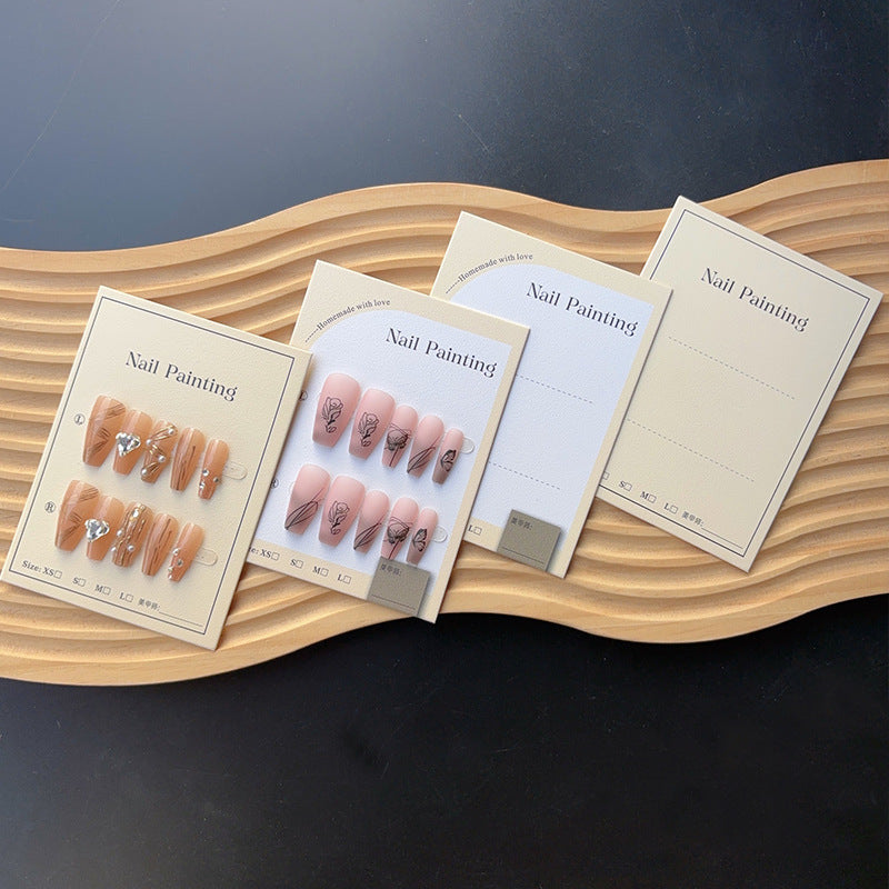 Glossy White Display Cards for Press On Nail Designs (MOQ=50)