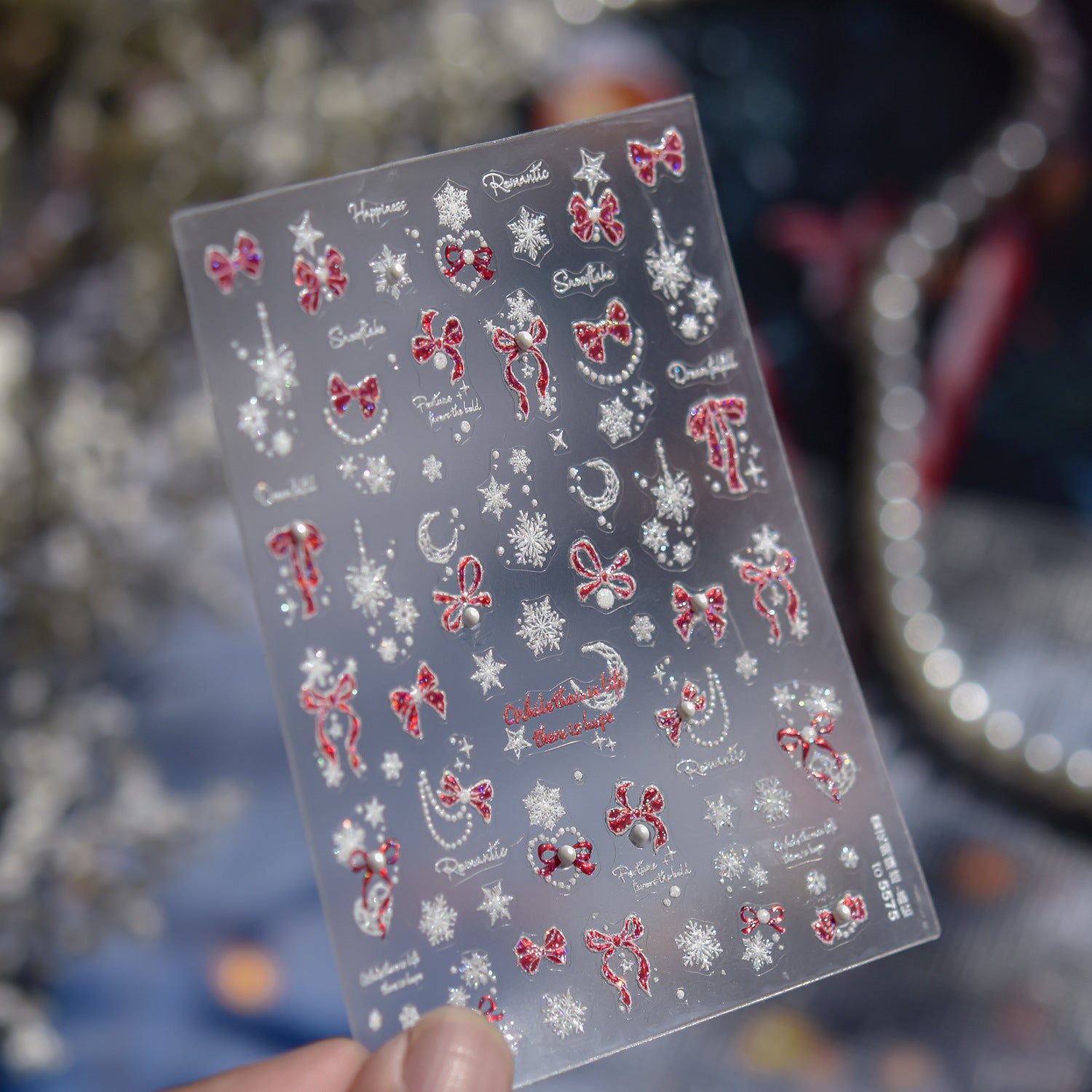 紅色珍珠蝴蝶結 – 優雅浪漫美甲套組