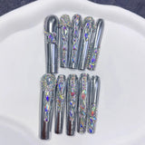Silver Chrome Crystal Luxe Statement Press On Nails