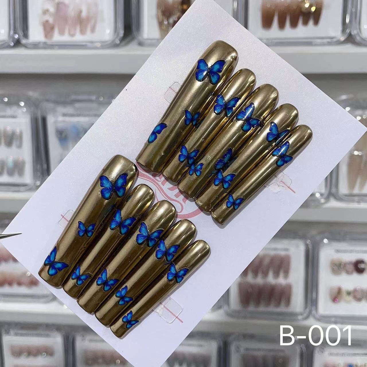 Extra Long 5.5cm Water Pipe Press-On Nails | Handmade Collection | Round Shape