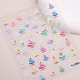 Crystal Diamond Christmas Tree Nail Art Sticker 5D Embossed Three-dimensional Gold Bead Christmas Tree DIY Nail Sticker Ornament TL