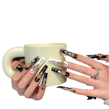 Extra long funny cartoon cute handmade nails personalized  hand-painted fake nails removable nail | 365nails