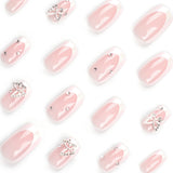 French white edge manicure piece Pure desire butterfly flash diamond  Rectangular nail ｜365nails