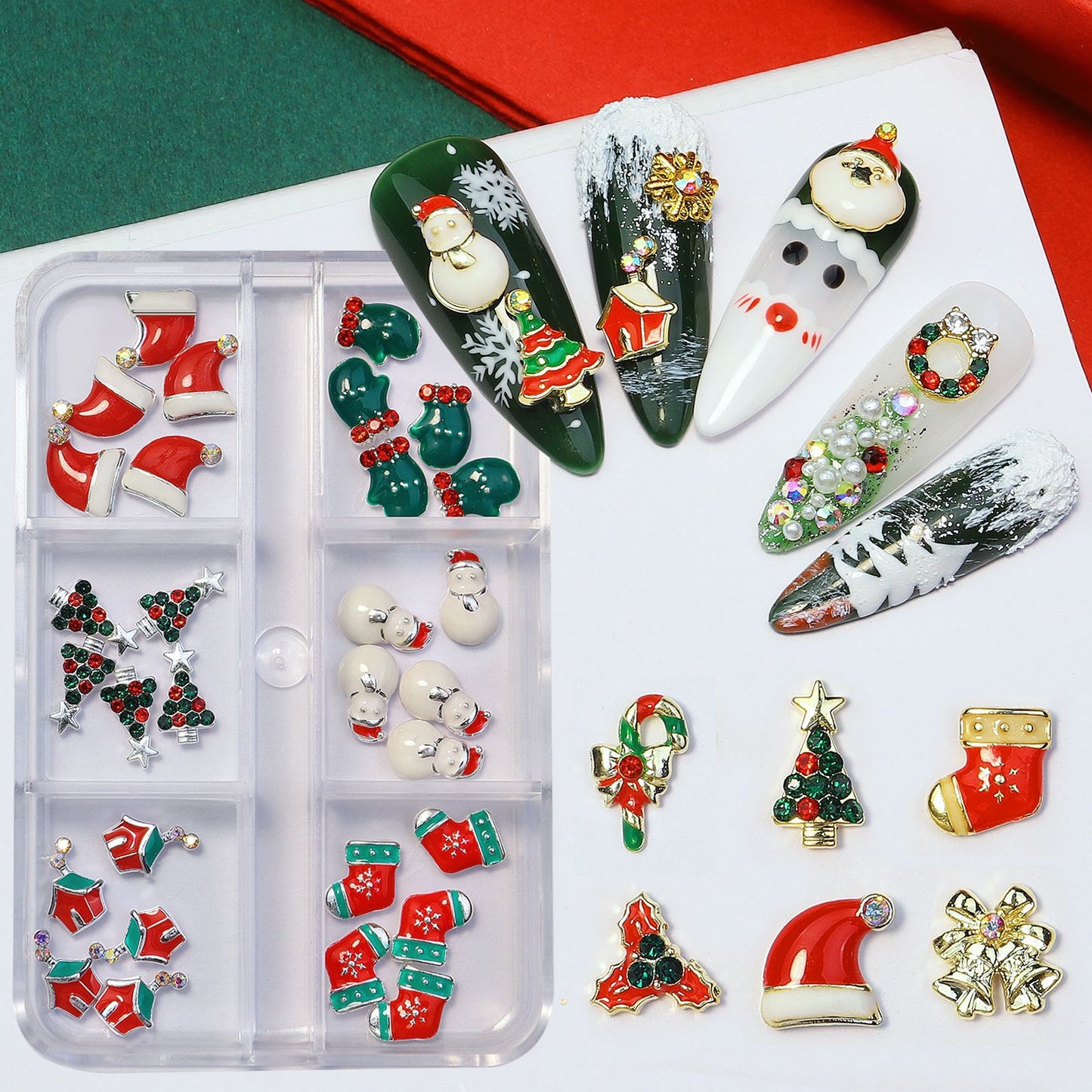 Christmas Alloy Nail Charms Set – 3D Festive Decorations for Holiday Nail Art (MOQ=3)