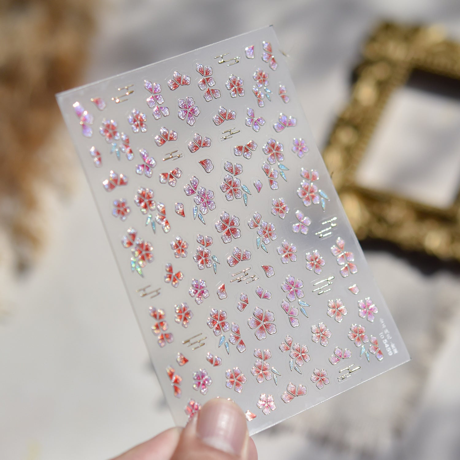 365nails: 동양풍 벚꽃 & 골드 라인 네일 아트 스티커