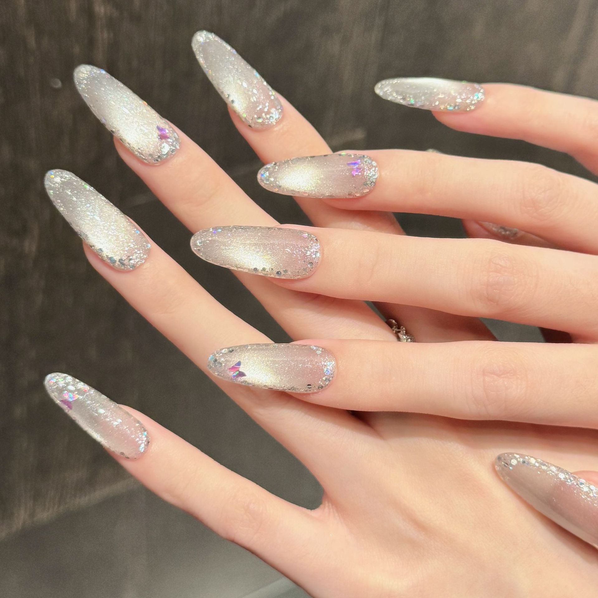 365nails: "Starlight Kiss" – Iridescent Cat Eye Butterfly Handmade Nails