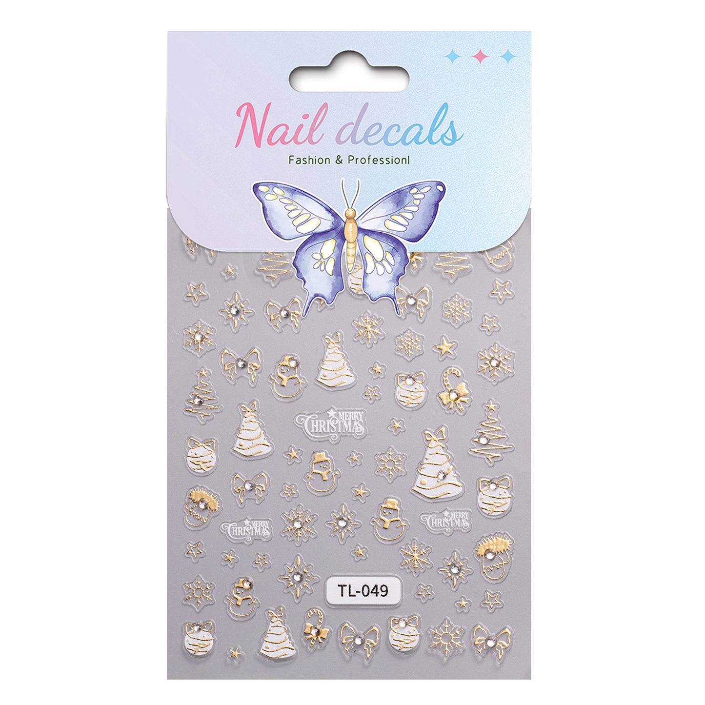 Crystal Diamond Christmas Tree Nail Art Sticker 5D Embossed Three-dimensional Gold Bead Christmas Tree DIY Nail Sticker Ornament TL