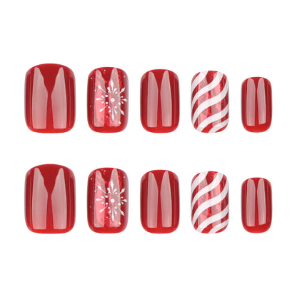Christmas press on nails snowflake love snowman manicure short almond bow  long nail wholesale｜365nails