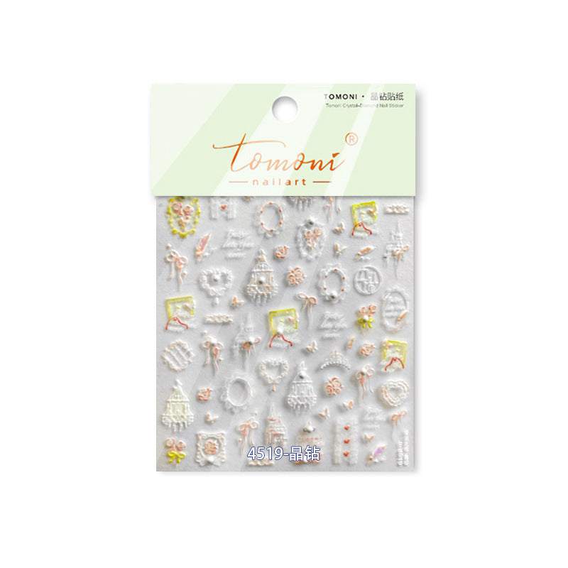 Vintage Castle & Frame Collection: "Fairy Tale Castle" – 3D Crystal Diamond Nail Sticker