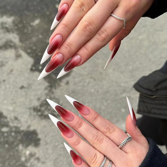 Smudge gradual change  Halloween French manicure Repeatable  piece press on nail｜365nails