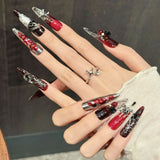 Red Black Gothic Rose Skull Vampire Nails