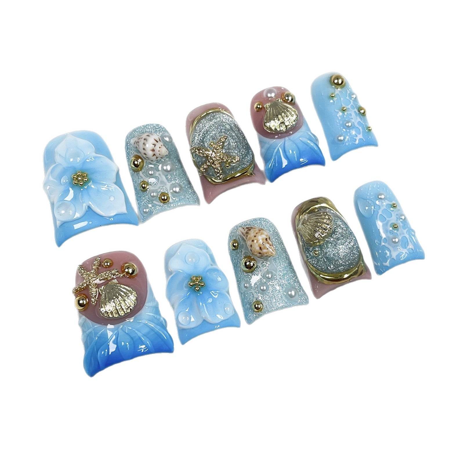 Ocean Crystal Shell Series Press-On Nails