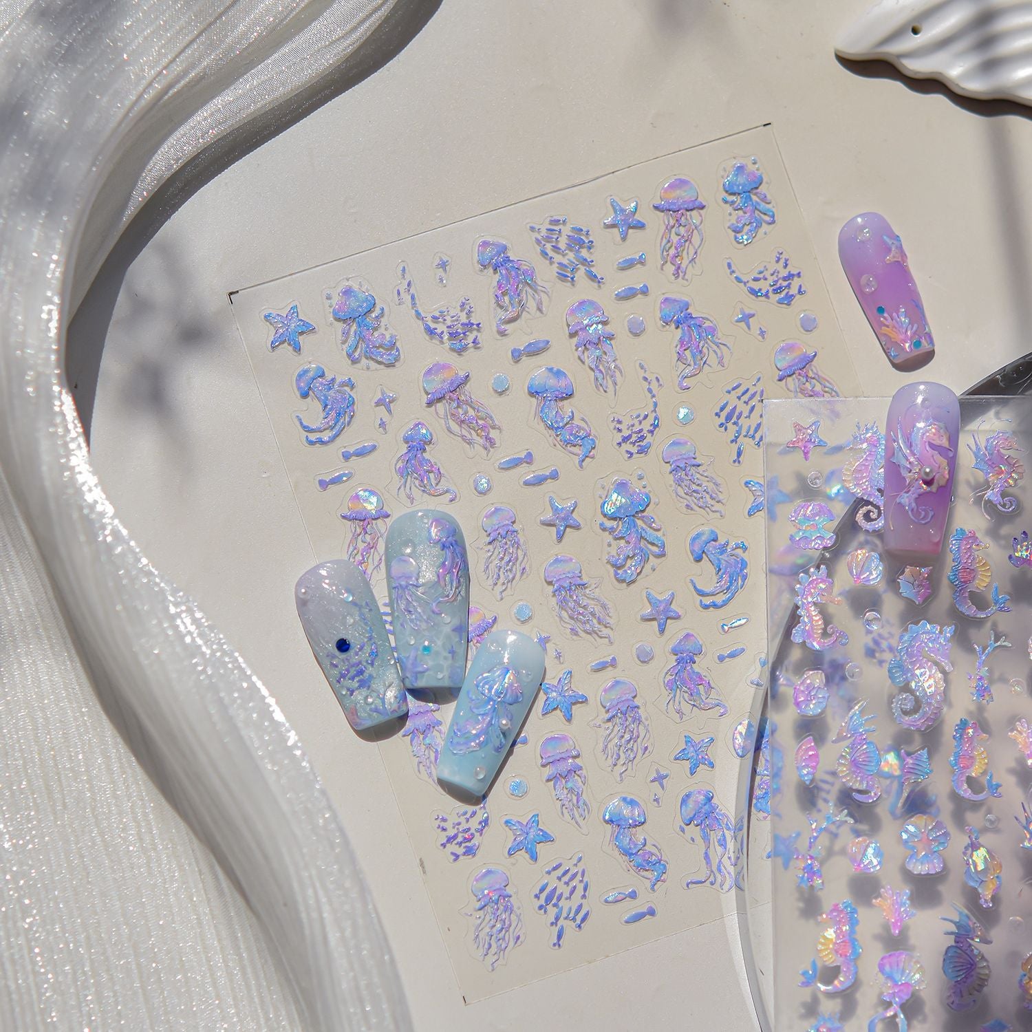 美人魚魚尾系列: "海洋美人魚" – 3D 果凍美甲貼紙