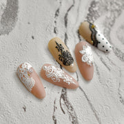 Vintage Lace Embossed Nail Sticker Set – "Bridal Vintage Lace"
