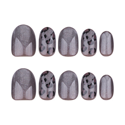 Popular short dark gray Spice Girl premium sense  film autumn and winter cat eye leopard print ins  fake ｜365nails