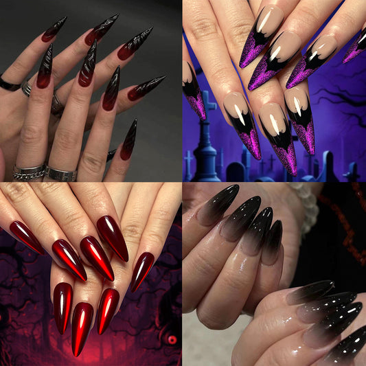 Halloween Wear Nail 3D Three-dimensional Nail Art False Nails  Spider Bat Nail Sheets Wholesale｜365nails