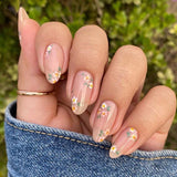 Flower fake nail manicure simple ins wind    spring and summer almond nail fake nails｜365nails