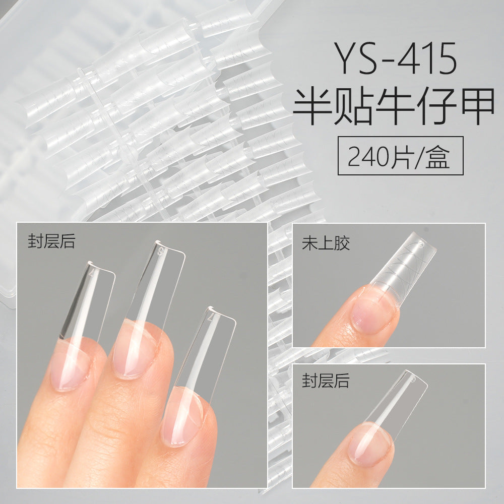 365nails 240pcs Half-Cover Nail Tips with Guide Lines | Clear Gel Extension Tips