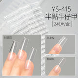 365nails 240pcs Half-Cover Nail Tips with Guide Lines | Clear Gel Extension Tips