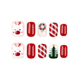 Christmas candy fake nails wholesale short nails art patch finished nails sticker press on nails removable｜365nails
