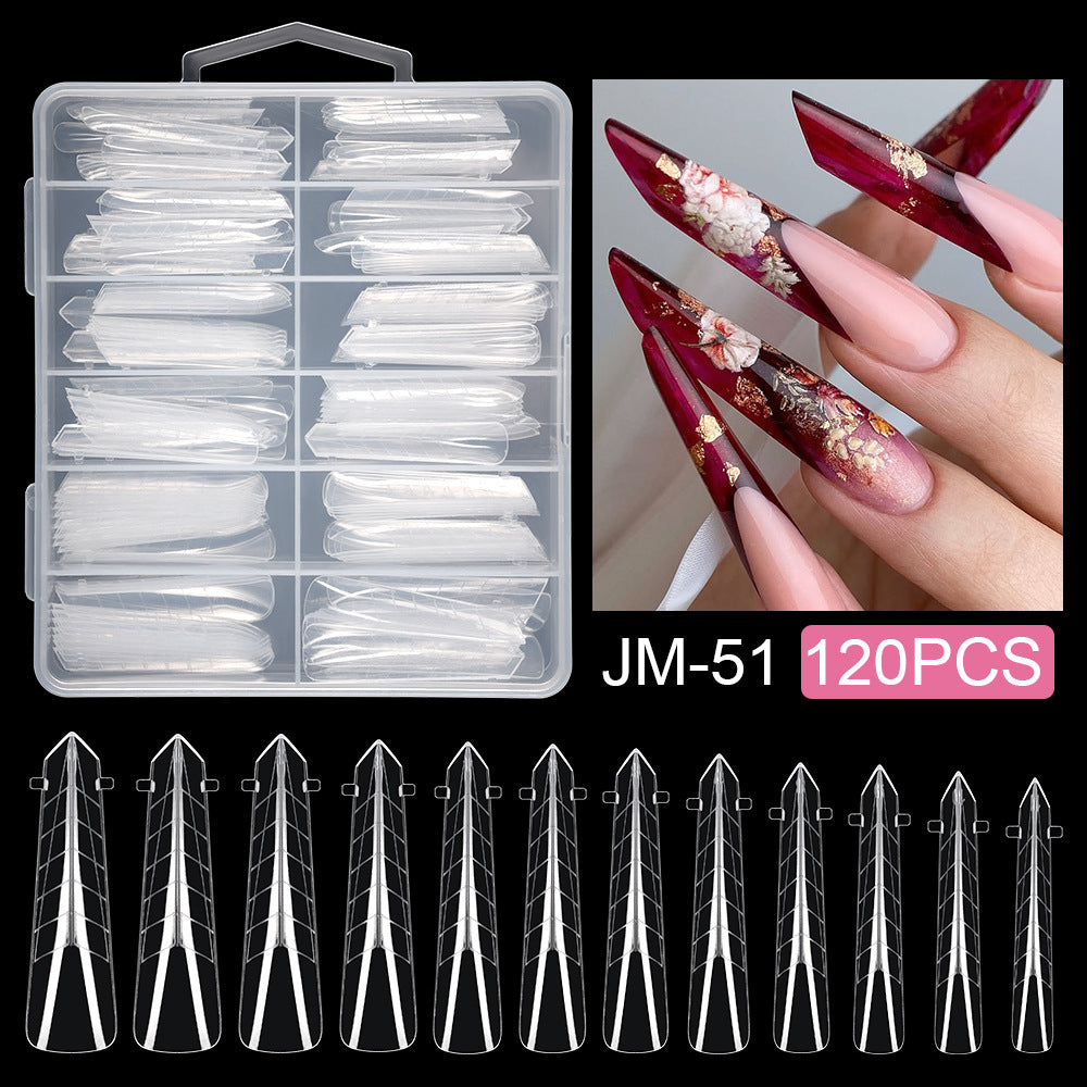 Nail Tips Eagle Claw Nail Mold Nail Extension Quick Extension Phototherapy Nail, Paper Free Tray 140 Pieces Boxed Transparent Crystal Nail Film