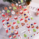 Christmas series nail art sticker 5D relief three-dimensional snowman Christmas tree DIY nail sticker jewelry CA model