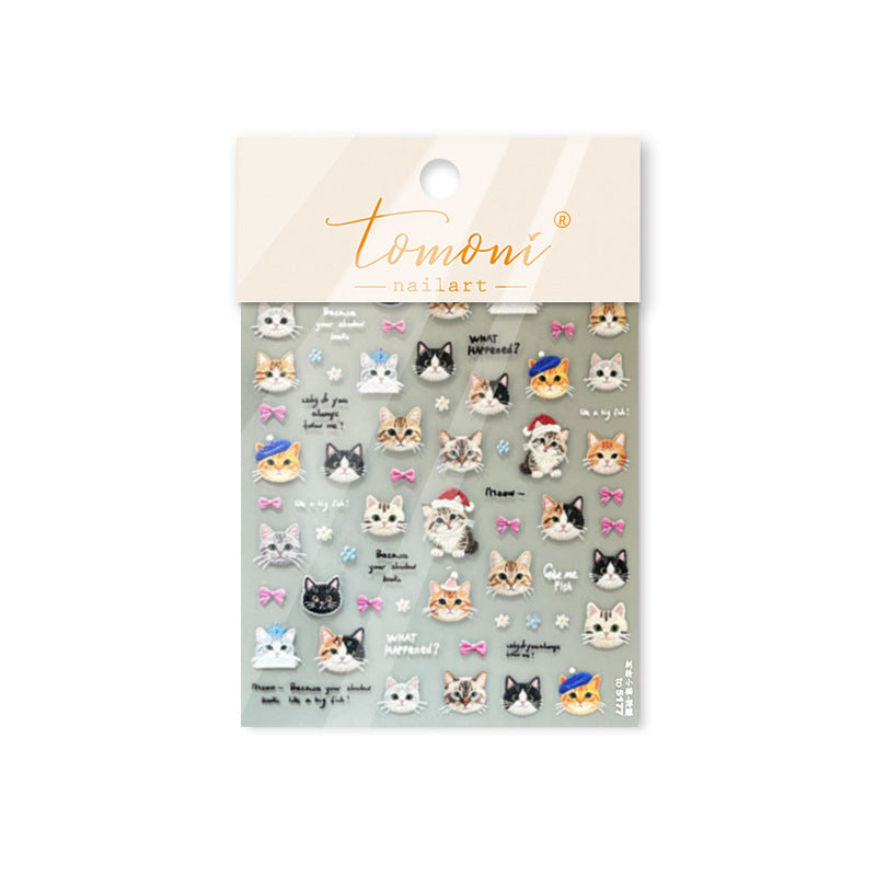 Cute Cat Emboss – Pet Lover Nail Art Stickers