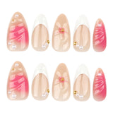 Blush 3D Stereo Flower Short Almond press-on nails