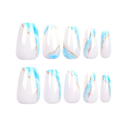 White fake nail nail piece short wearable nail sticker nail piece finished product wholesale｜365nails
