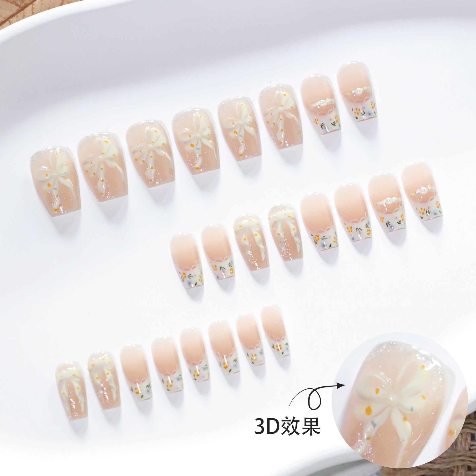 3D 蝴蝶結短款芭蕾形貓眼穿戴甲 — 熱賣｜365nails
