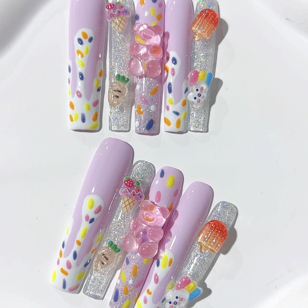 Pastel Ice Cream Candy Cute Press On Nails