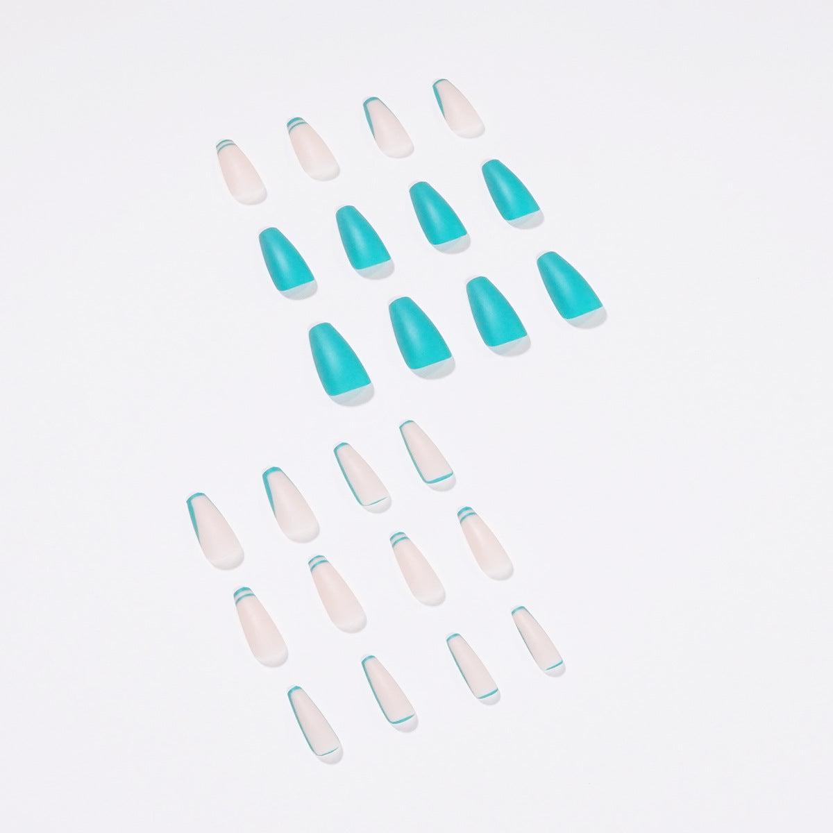 French Wear Nail Lake Blue Nail Art White Unha Postiça Patch de Unha Almofada de Unha Removível Unha Postiça Unhas｜365nails