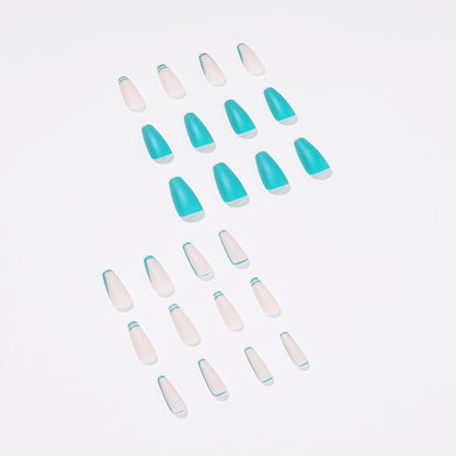 French Wear Nail Lake Blue Nail Art White False Nail Nail Patch Removable Nail Pad False Nail Nail Nails｜365nails