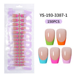 Nail Tips French press on nails  explosion five-color rectangular versatile removable patch manicure 150 pieces fake nail piece