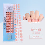 Nail Tips New  French press on nails 240 pieces boxed fake nail manicure work in progress matte full sticker French nail piece