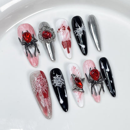 Halloween New  Handmade Press-on Nails  Niche Sweet and Cool Spice Girls Wearing Fake Nails｜365nails