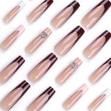 French Maillard white  long square manicure    finished product wholesale｜365nails