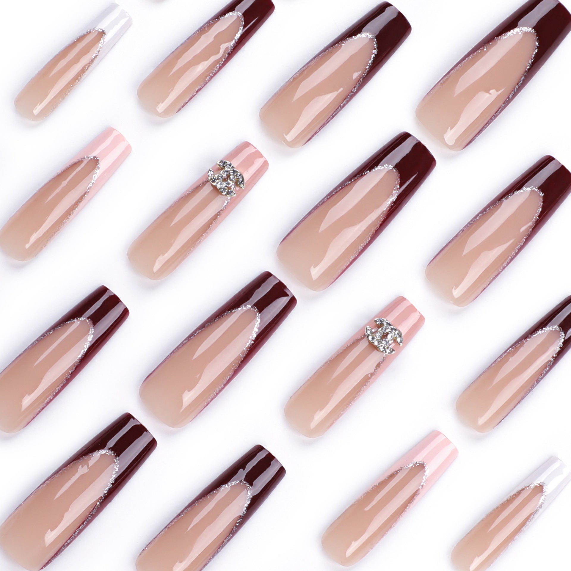 French Maillard white  long square manicure    finished product wholesale｜365nails