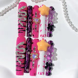 Neon Star Snake Crystal Bold Press On Nails