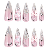 Silver Bow Star Nails with Frosted Metallic Accents