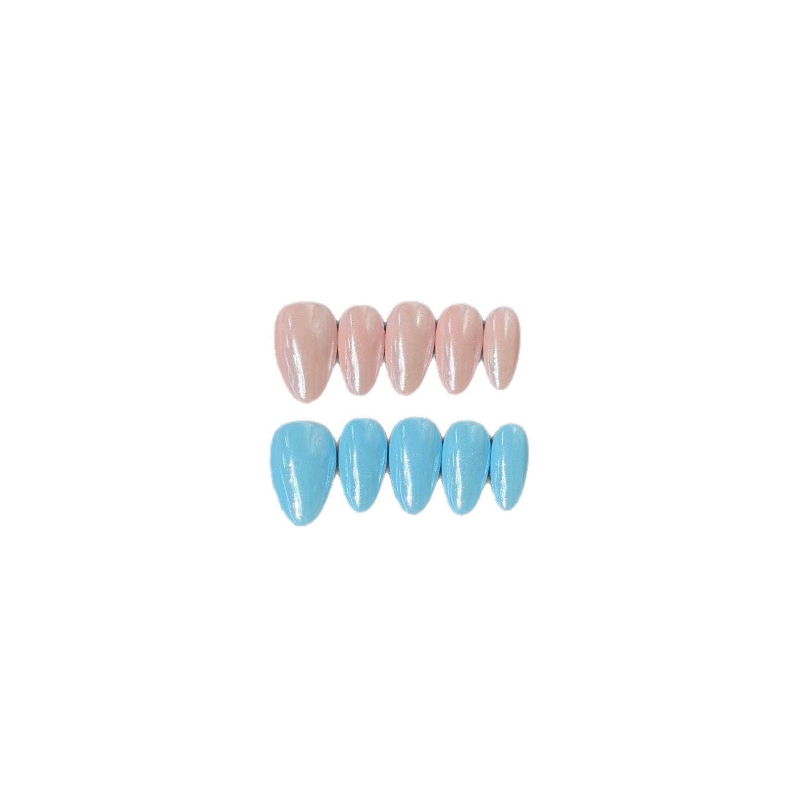 365nails: "Blossom & Sky" – 단색 수제 아몬드형 네일