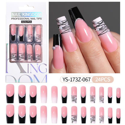 Press on nails fake nail patch extension nail Spice Girl medium rectangle removable 24 pieces with drill manicure