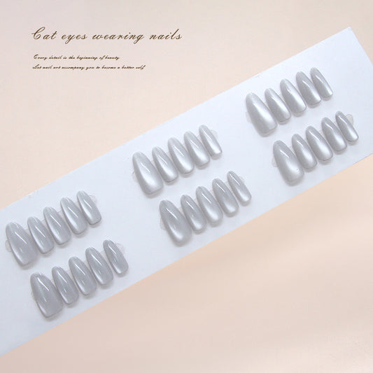 Nail Tips  prefabricated nail, simple and clean in summer, smoke gray medium and long almond nail, white, removable nail art pieces 30 pieces｜365nails