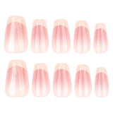 Uñas francesas con estampado de crema, rubor, ojo de gato, manicura de viento, pieza de uña corta tipo ballet, uñas postizas, venta al por mayor | 365nails