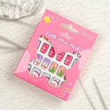 Kids press-on nails Christmas square head manicure Christmas decoration 24 pieces