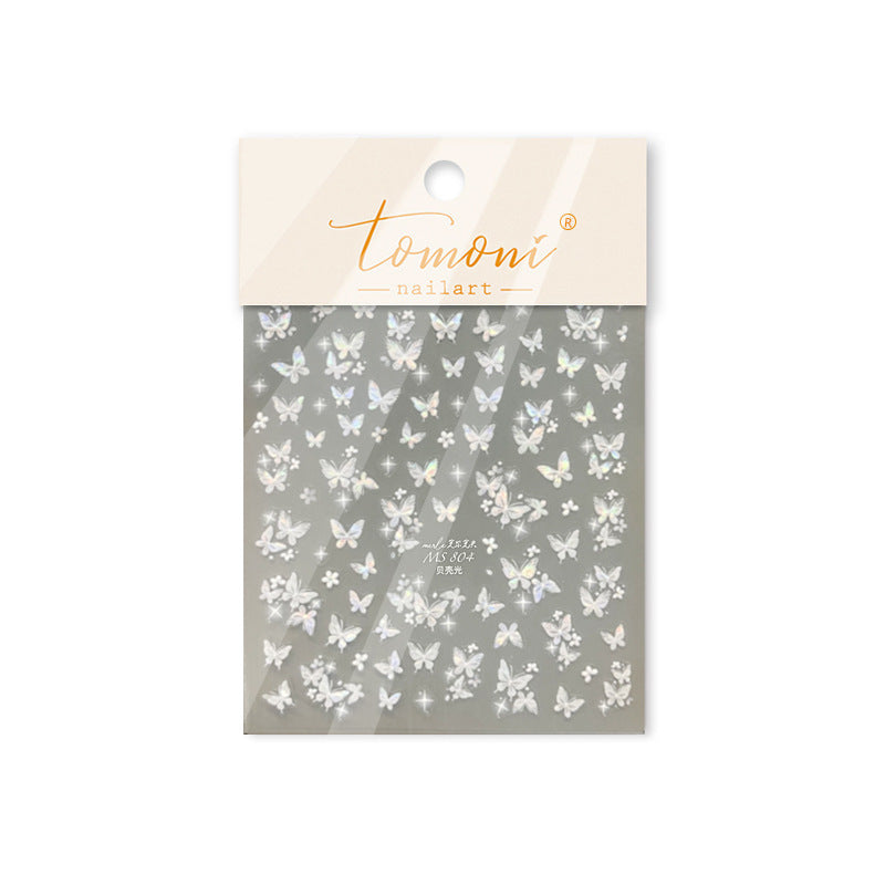 Pastel Butterfly Collection: "Aurora Flutter" – 3D Shell Shine Nail Sticker