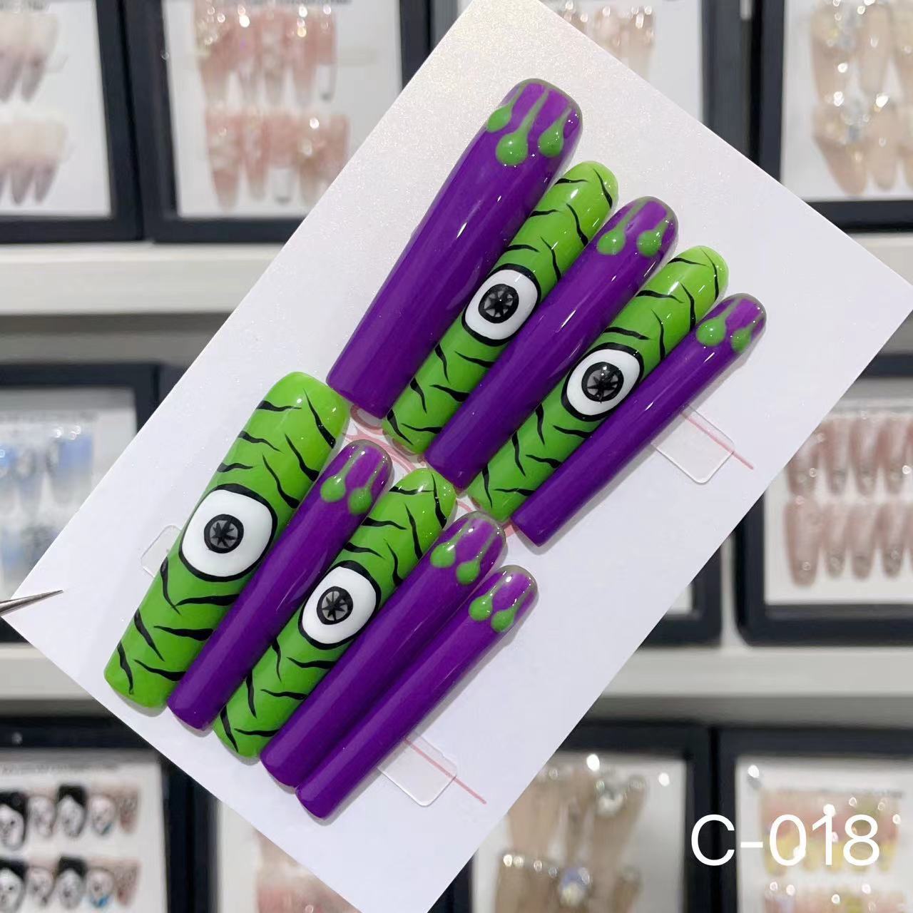 Extra Long 5.5cm Water Pipe Press-On Nails | Handmade Collection | Round Shape