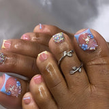 Uñas francesas para los pies con punta de taladro, uña mariposa, pieza de uña, destello de diamante, manicura de pie corta | 365nails