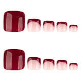 Simple red wearable nails, short square nails, french red manicure and feet