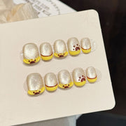 365nails: "Pudding Pup" – 3D 카툰 캣아이 수제 숏 스퀘어형 네일